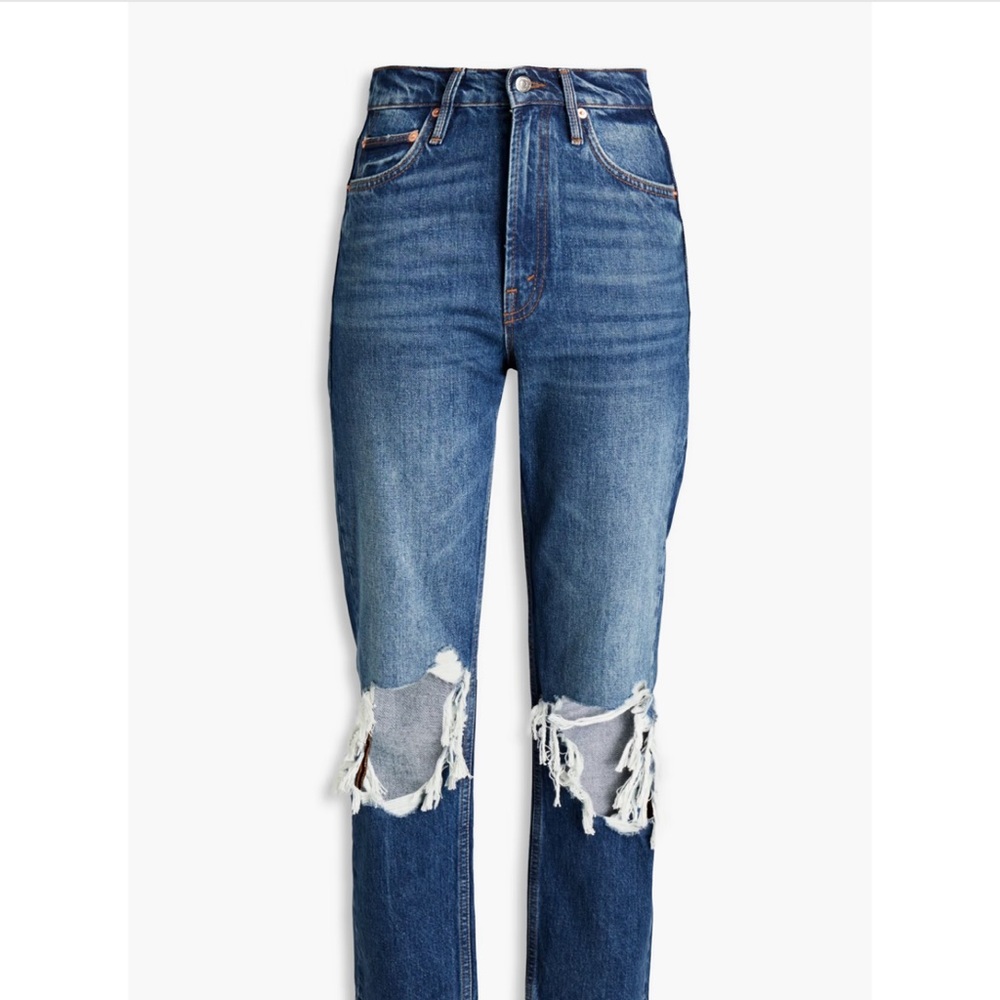 Maje Blue High Rise Distressed Jeans